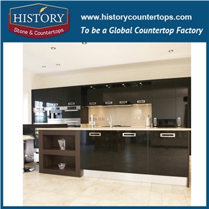 Harvest Yellow Historystone Cut-To-Size with Glossy Texture Shunning Tile and Slab Quartz Stone for Kitchen Countertops or Worktops.