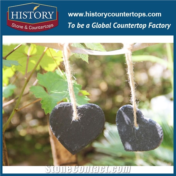 Heart Shape Black Slate Coasters for Sale, Cheap Black Plates, Kitchen Accessories, Utensils, Cookware
