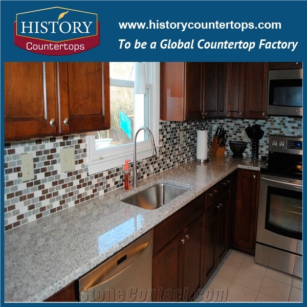 Histortystone Granite Bathroom Countertop with Square Sink/ Custom Vanity Tops/ Bath Top/Light Grey Granite Vanity Top