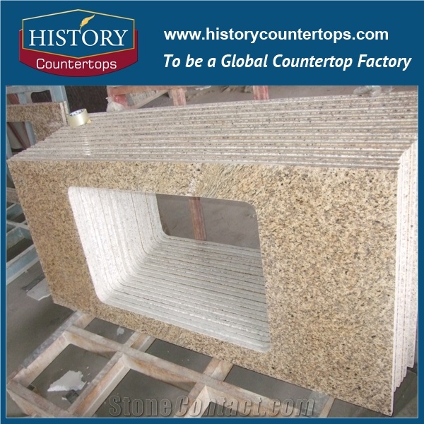 History Granite Custom Vanity Tops/Bathroom Vanity Top/Vanity Top Withe Square Sink/Solid Surface/Yellow Top