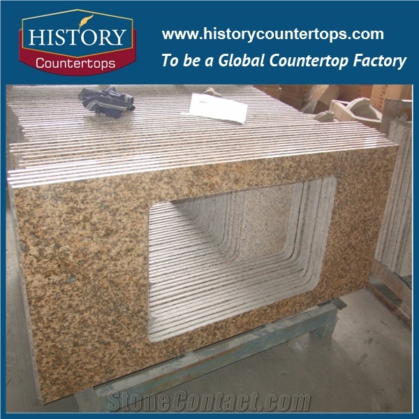 History Granite Custom Vanity Tops/Bathroom Vanity Top/Vanity Top Withe Square Sink/Solid Surface/Yellow Top