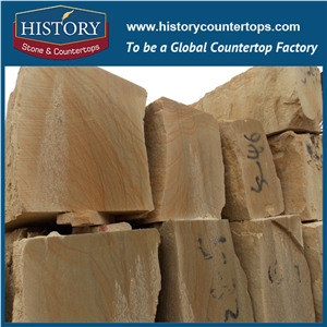 History Stone China Cheap Sandstone Blocks for Tumbled Walkway Paving, Fashion Italian Style Wall &Floor Covering Wooden Yellow Sandstone Made in China