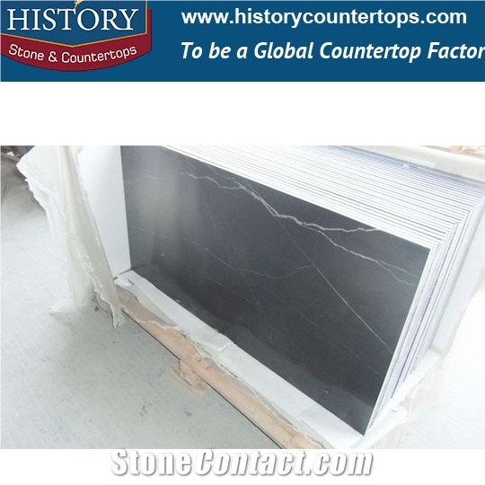 History Stone China Nero Margiua Marble Custom Made Double Edge Laminated Shaped Luxury Indoor Kitchen Countertops & Worktops for Sale