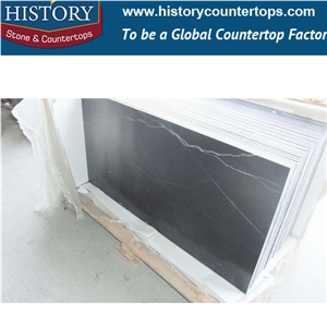History Stone China Nero Margiua Marble Custom Made Double Edge Laminated Shaped Luxury Indoor Kitchen Countertops & Worktops for Sale