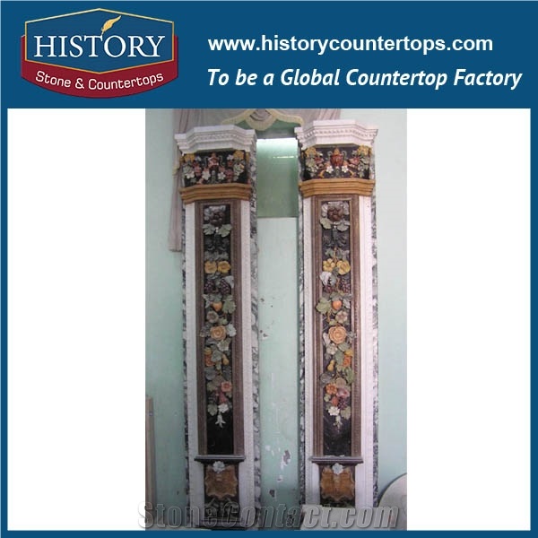 History Stone China Own Quarry Old Beauty Greek Roman Style Classic Antique Design with Flowers House Interiors Landscaping Pillars