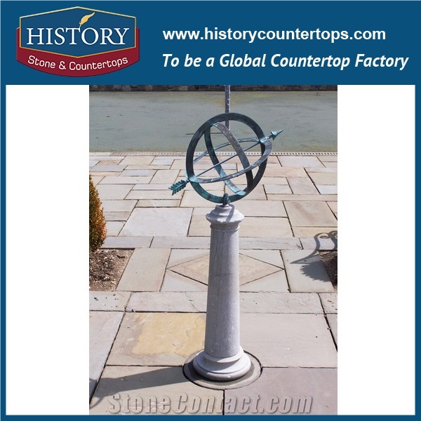 History Stone Chinese Beautiful Decoration Golden Yellow Marble Stone Carved Cultured Column with Floral Design Natural Gate Pillar