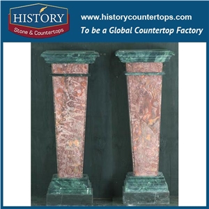 History Stone Chinese Beautiful Decoration Golden Yellow Marble Stone Carved Cultured Column with Floral Design Natural Gate Pillar