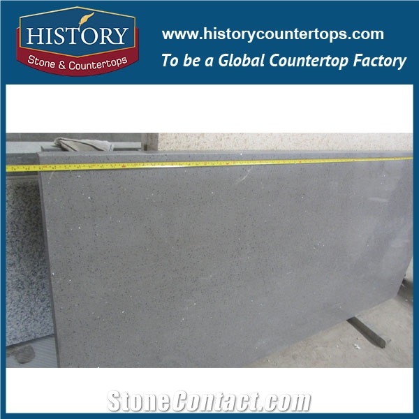 History Stone Devon Grey Quartz Prefab Man-Made Composite Stone Countertops & Worktop for Indoors Furniture Design Easy Maintain