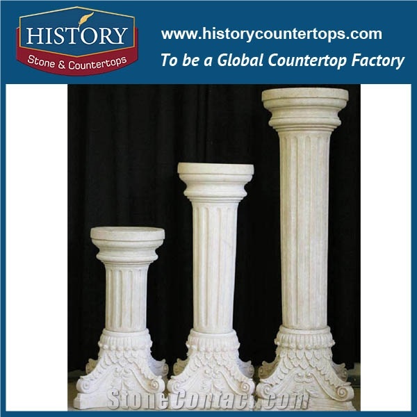 History Stone Different Customized Column Sizes Popular Pure White Roman Style Design Wedding Decorative Columns Home Decoration Pillars