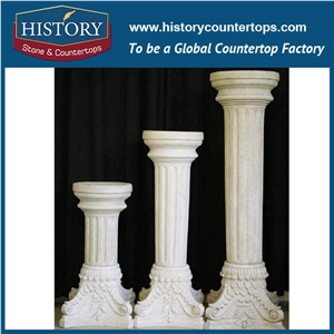 History Stone Different Customized Column Sizes Popular Pure White Roman Style Design Wedding Decorative Columns Home Decoration Pillars