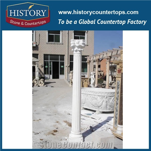History Stone Different Customized Column Sizes Popular Pure White Roman Style Design Wedding Decorative Columns Home Decoration Pillars