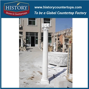 History Stone Different Customized Column Sizes Popular Pure White Roman Style Design Wedding Decorative Columns Home Decoration Pillars