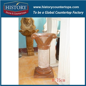 History Stone Hand Carved Solid Pedestal Sculpture Stone Brown Marble Column for Construction Decoration Wedding Columns Sculptured Pillars