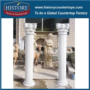History Stone Hand Carved Solid Pedestal Sculpture Stone Brown Marble Column for Construction Decoration Wedding Columns Sculptured Pillars