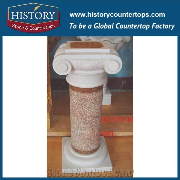 History Stone Hand Carved Solid Pedestal Sculpture Stone Brown Marble Column for Construction Decoration Wedding Columns Sculptured Pillars