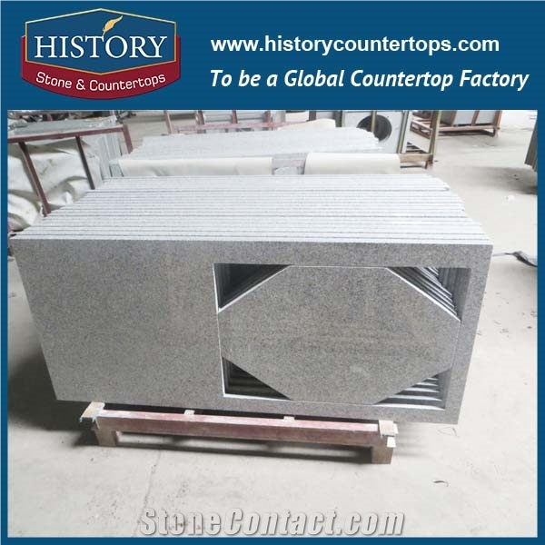 History Stone Hg001 G603 Mountain Grey Granite Flat Eased Cultured Style Integrated Best for Apartment Solid Kitchen Countertop & Custom Top