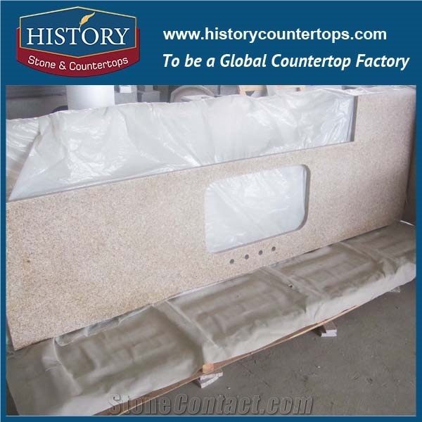 History Stone Hg008 G682 Golden Yellow Granite Rectangle Shape Flat High Polished Antique Custom Size Kitchen Design for Countertops & Island Tops