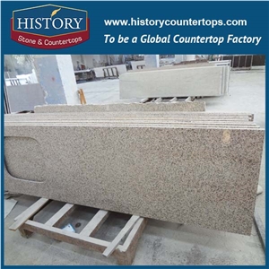 History Stone Hg008 G682 Golden Yellow Granite Rectangle Shape Flat High Polished Antique Custom Size Kitchen Design for Countertops & Island Tops
