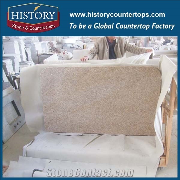 History Stone Hg008 G682 Golden Yellow Granite Rectangle Shape Flat High Polished Antique Custom Size Kitchen Design for Countertops & Island Tops
