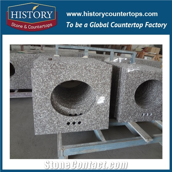 History Stone Hg016 G664 Bainbrook Brown Latest Custom Size Polished Bullnose Edge Easy Granite Furniture Tops for Countertops & Bathroom Vanity Top