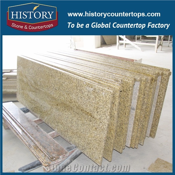 History Stone Hg027 Tiger Skin Yellow Granite Polished Edge Integrated Furniture Design Best for Building Kitchen Countertops & Worktops, Bar Tops