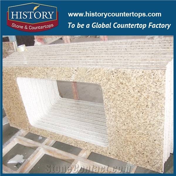 History Stone Hg027 Tiger Skin Yellow Granite Polished Edge Integrated Furniture Design Best for Building Kitchen Countertops & Worktops, Bar Tops