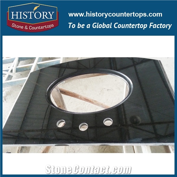 History Stone Hg076 China Black Wholesale Dupont Edge Customized Pre Cut Installing Solid Surface Countertops & Vanity Top for Residential Used