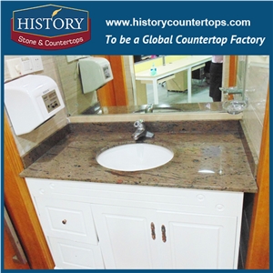 History Stone Hg218 Giallo Peacock Wholesale Laminated Bullnose Prefab Decorative Countertops, Vanity Tops & Table Tops for Indoor Construction