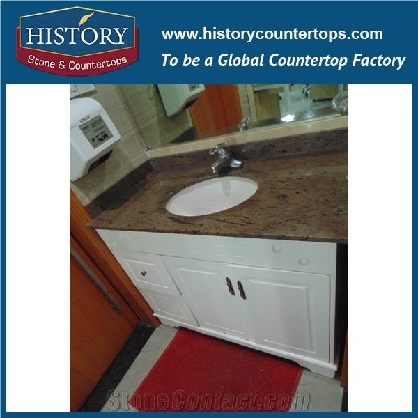 History Stone Hg218 Giallo Peacock Wholesale Laminated Bullnose Prefab Decorative Countertops, Vanity Tops & Table Tops for Indoor Construction