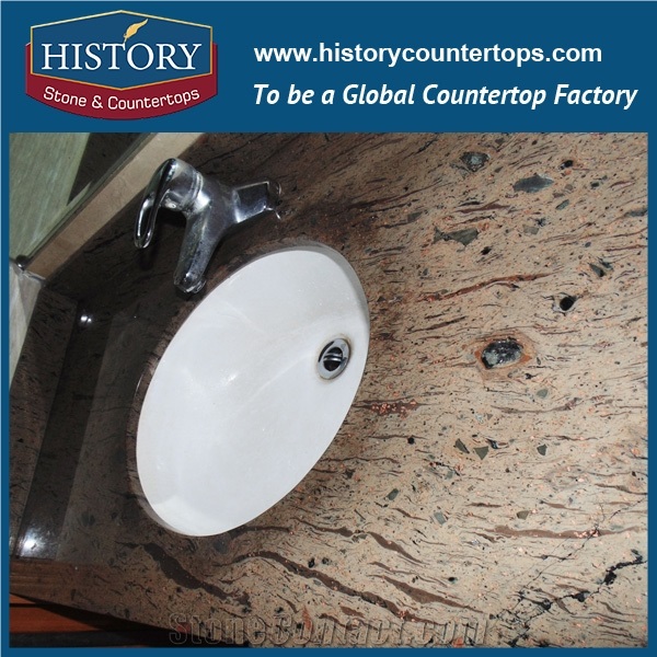 History Stone Hg218 Giallo Peacock Wholesale Laminated Bullnose Prefab Decorative Countertops, Vanity Tops & Table Tops for Indoor Construction