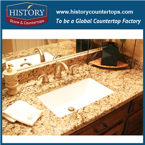 History Stone Hgj011 Old Giallo Veneziano 2017 Flat Eased Edge Pre Cut Modular Factory Direct Sale Countertops & Bathroom Vanity Top for Hotel Design