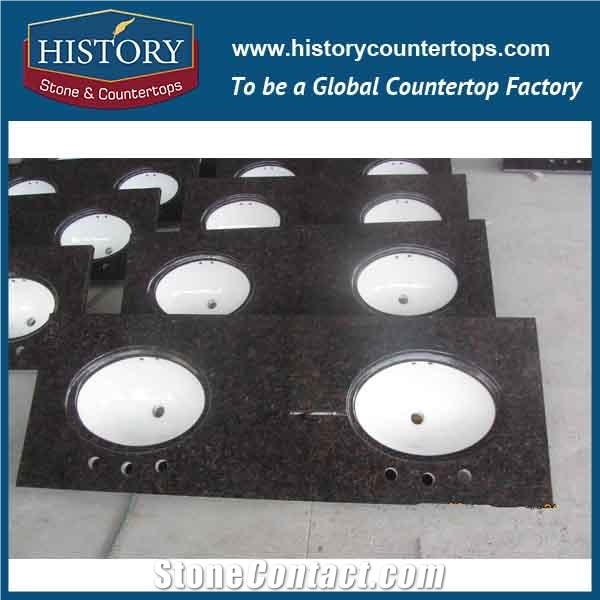 History Stone Hgj016 Tan Brown Full Bullnose Customized Shape Furniture Elegant Appearance Bath Coountertops & Vanity Top for Restaurant Bathroom