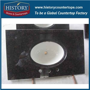 History Stone Hgj016 Tan Brown Full Bullnose Customized Shape Furniture Elegant Appearance Bath Coountertops & Vanity Top for Restaurant Bathroom
