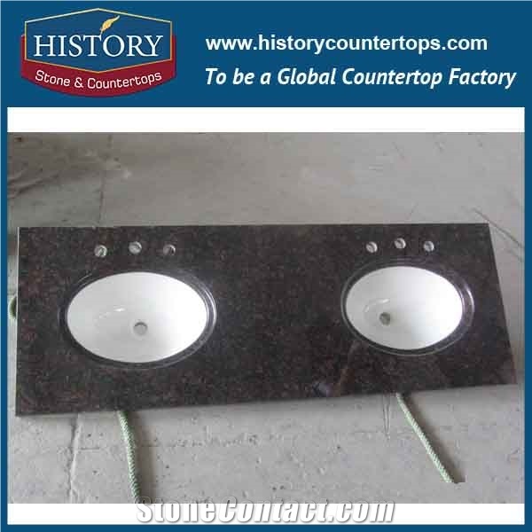 History Stone Hgj016 Tan Brown Full Bullnose Customized Shape Furniture Elegant Appearance Bath Coountertops & Vanity Top for Restaurant Bathroom