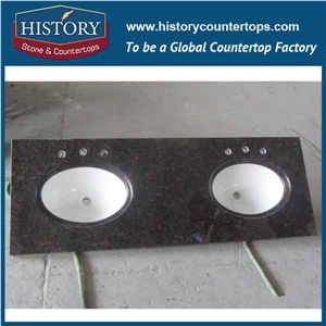 History Stone Hgj016 Tan Brown Full Bullnose Customized Shape Furniture Elegant Appearance Bath Coountertops & Vanity Top for Restaurant Bathroom