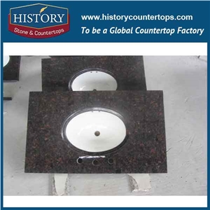 History Stone Hgj016 Tan Brown Full Bullnose Customized Shape Furniture Elegant Appearance Bath Coountertops & Vanity Top for Restaurant Bathroom