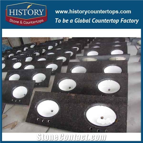 History Stone Hgj016 Tan Brown Full Bullnose Customized Shape Furniture Elegant Appearance Bath Coountertops & Vanity Top for Restaurant Bathroom