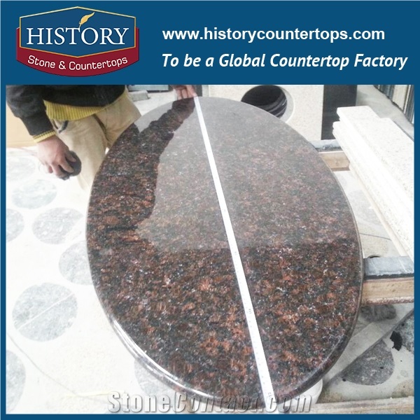 History Stone Hgj016 Tan Brown Honed Surface Brown Granite Oval Shape Customised Cut Bar Tops Island Top & Table Tops for Restaurant Decoration