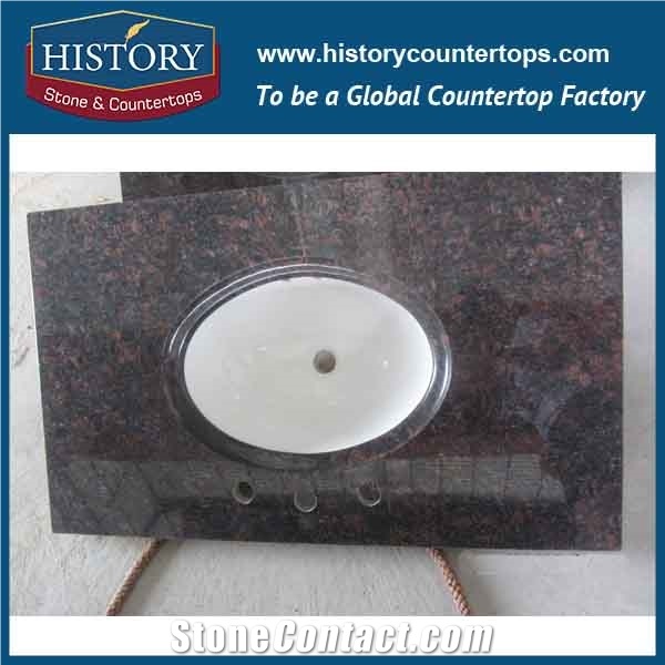History Stone Hgj016 Tan Brown Import Ogee Bullnose Laminate Edging Environmental Customized Granite Countertops & Vanity Top for Decoration