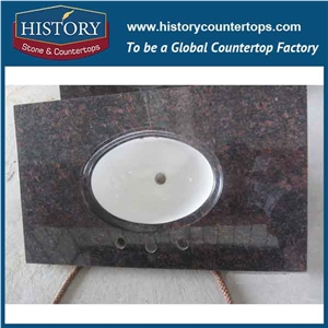 History Stone Hgj016 Tan Brown Import Ogee Bullnose Laminate Edging Environmental Customized Granite Countertops & Vanity Top for Decoration