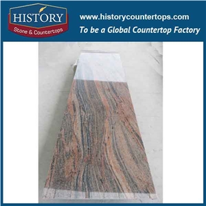History Stone Hgj017 Multicolor Red Wholesale Polished Full Bullnose Prefab Fashionable Style High Glossy Vanity Top for Apartment