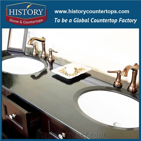History Stone Hgj021 Galaxy Black Double Ogee Edge Customized Size Popular Decorative Solid Surface Countertops & Vanity Tops for Indoor Construction