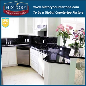 History Stone Hgj021 Galaxy Black Special Polished Prefab Size Countertop with Laminated Bullnose Edge Countertops & Bath Vanity Top Options by Price