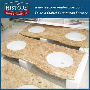 History Stone Hgj032 Kashmir Golden Ogee Standard Polished Jointless Edge Supplier Granite Veneer Countertops & Vanity Top for Hotel Bathroom Project History Stone Hgj032 Kashmir Golden Ogee Standard Polished Jointless Edge Supplier Granite Veneer Countertops & Vanity Top for Hotel Bathroom Project