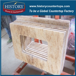 History Stone Hgj032 Kashmir Golden Ogee Standard Polished Jointless Edge Supplier Granite Veneer Countertops & Vanity Top for Hotel Bathroom Project