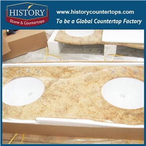 History Stone Hgj032 Kashmir Golden Ogee Standard Polished Jointless Edge Supplier Granite Veneer Countertops & Vanity Top for Hotel Bathroom Project