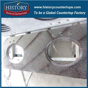 History Stone Hgj032 Kashmir Golden Ogee Standard Polished Jointless Edge Supplier Granite Veneer Countertops & Vanity Top for Hotel Bathroom Project