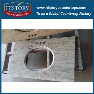 History Stone Hgj063 Kashmir White Radius Top Polishing Edge Prefab Size Custom Fancy Modular Granite Countertops & Vanity Top for Bathroom