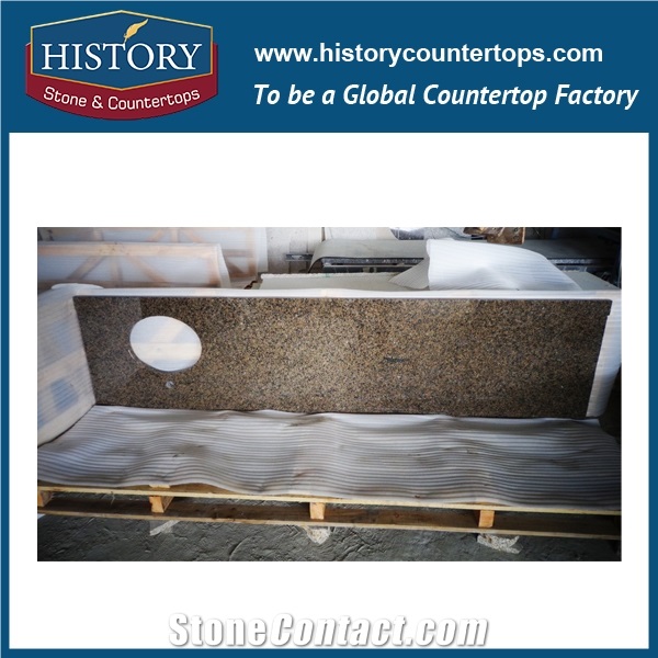 History Stone Hgj067 Tropic Brown Radius Beveled Edge Ready Made Trim Molding Customized Hotel Motel Countertops & Vanity Top with Wholesale Price