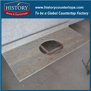History Stone Hgj071 Madura Gold Manufacturers Supply Pre Cut Polished Surface Ready Made Different Sizes Countertops & Vanity Top for Bathroom Usage